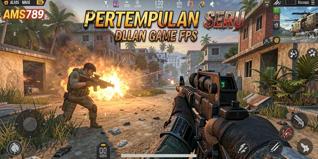 Tampilan menegangkan dari gameplay FPS di AMS789.