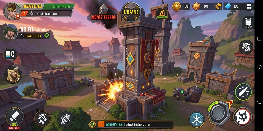 Gameplay BENTO4D yang mendebarkan dengan pertahanan menara.