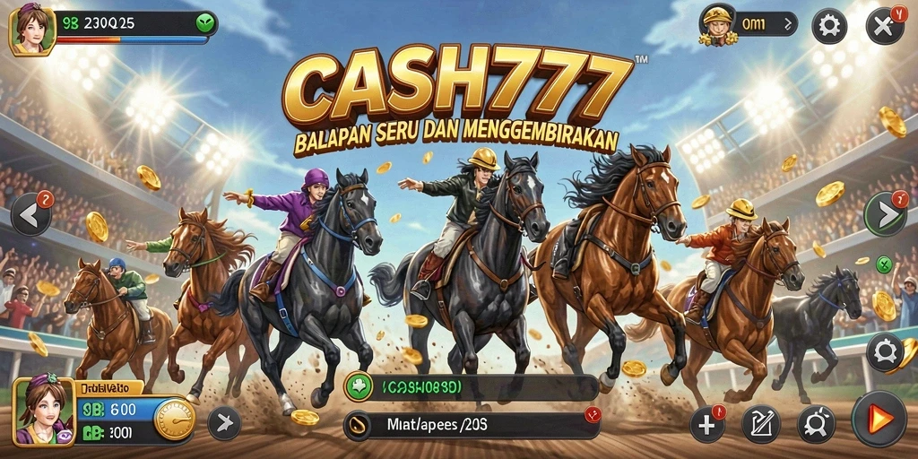 Tampilan gameplay seru dari CASH777 dengan aksi balapan cepat.