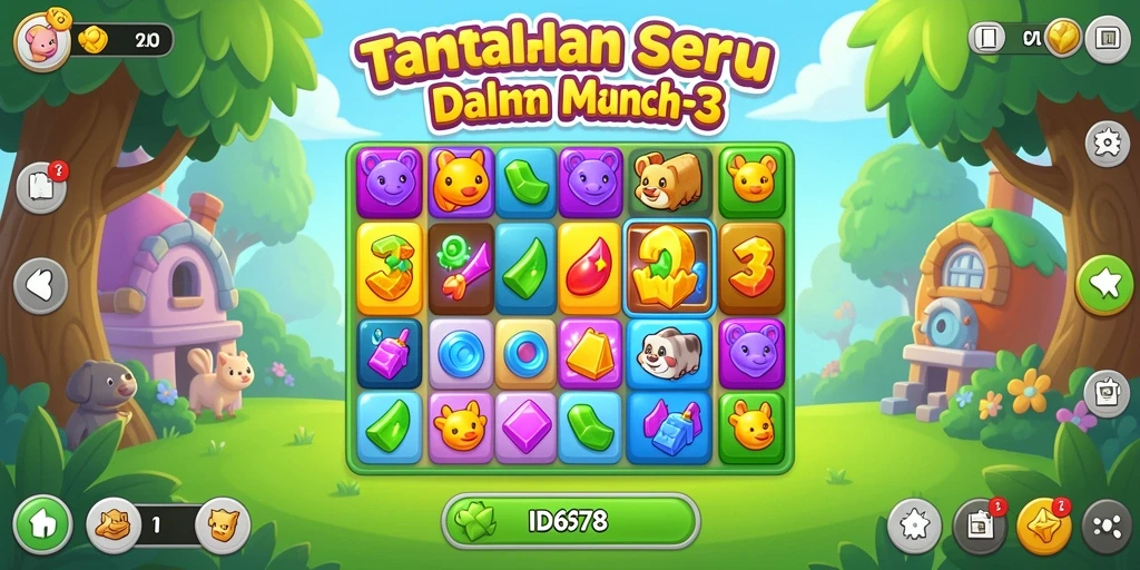 Tampilan gameplay seru ID678 dengan kombinasi permata berwarna.