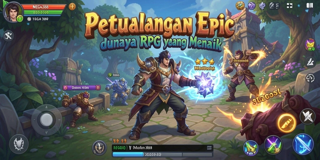 Menampilkan aksi pertarungan epik di dunia RPG MEGA388.