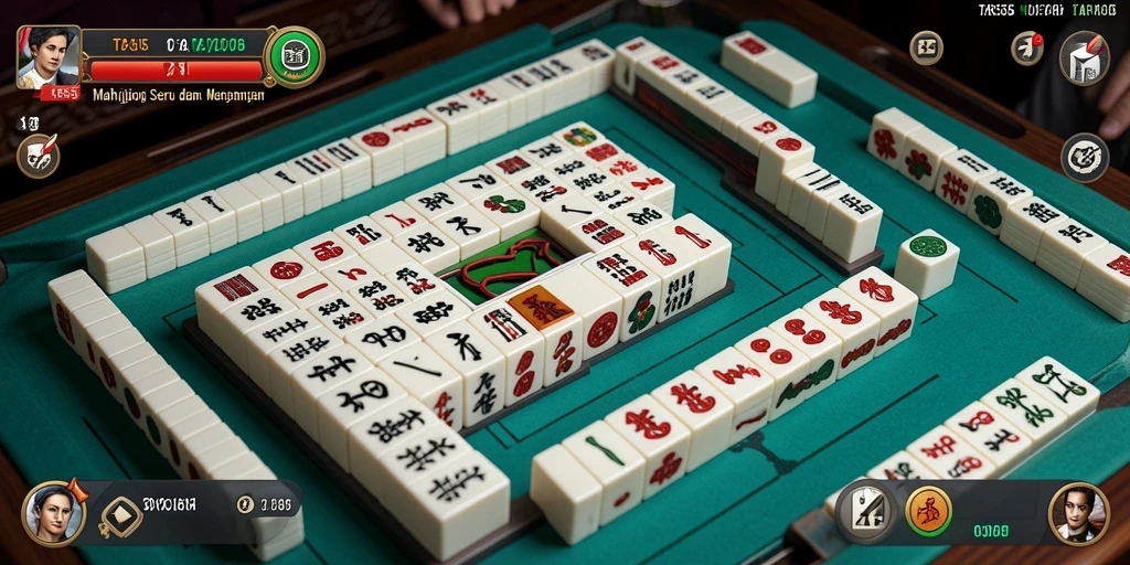 Tangkapan layar TAR555 menunjukkan gameplay Mahjong yang menarik dan penuh warna.