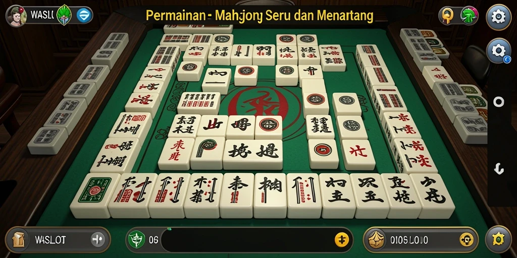 Tangkapan layar gameplay WASLOT menunjukkan aksi seru Mahjong yang menantang.